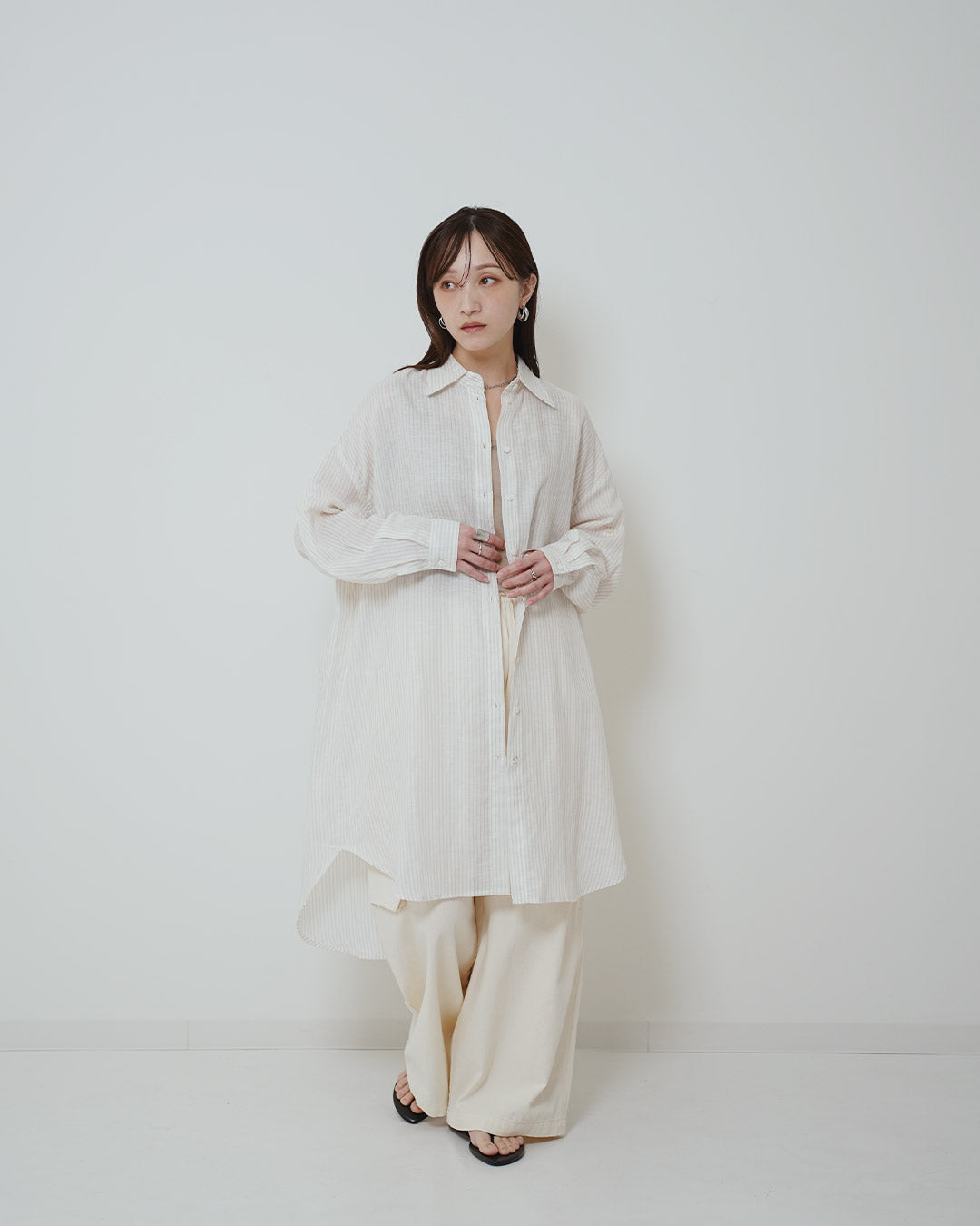 イージーケアストライプロングシャツ