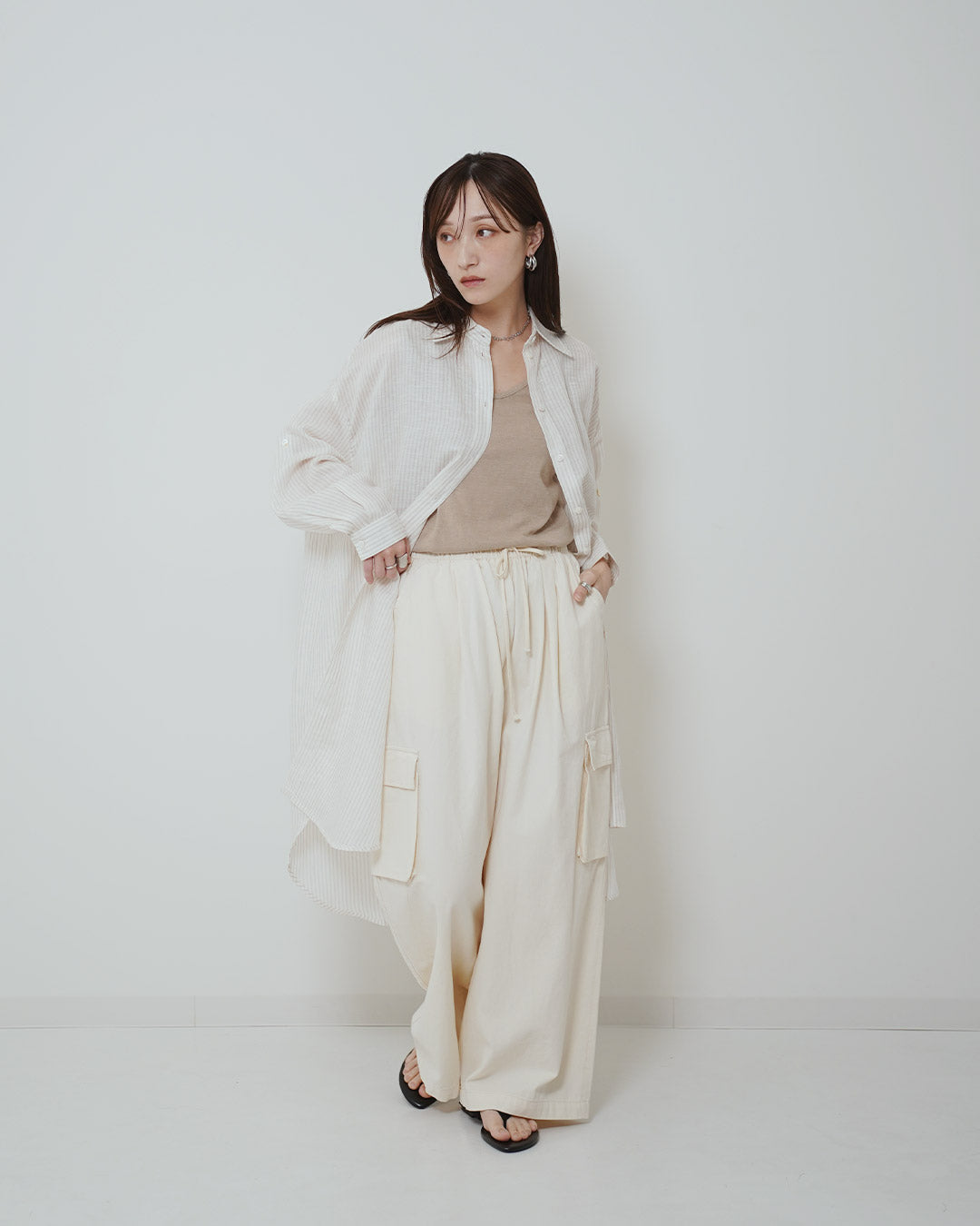 イージーケアストライプロングシャツ