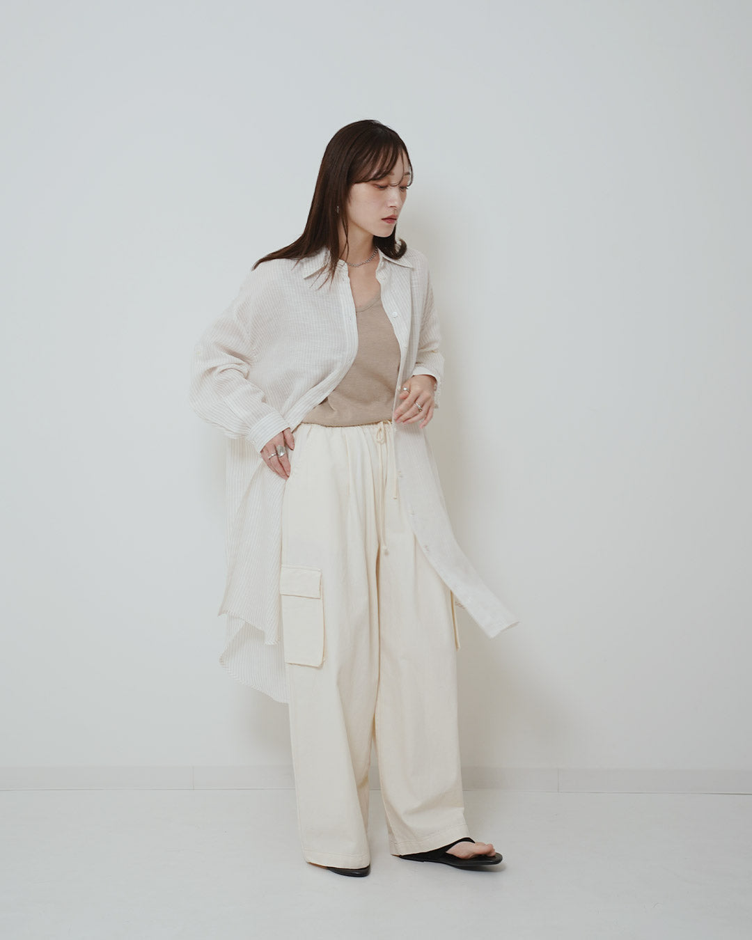 イージーケアストライプロングシャツ