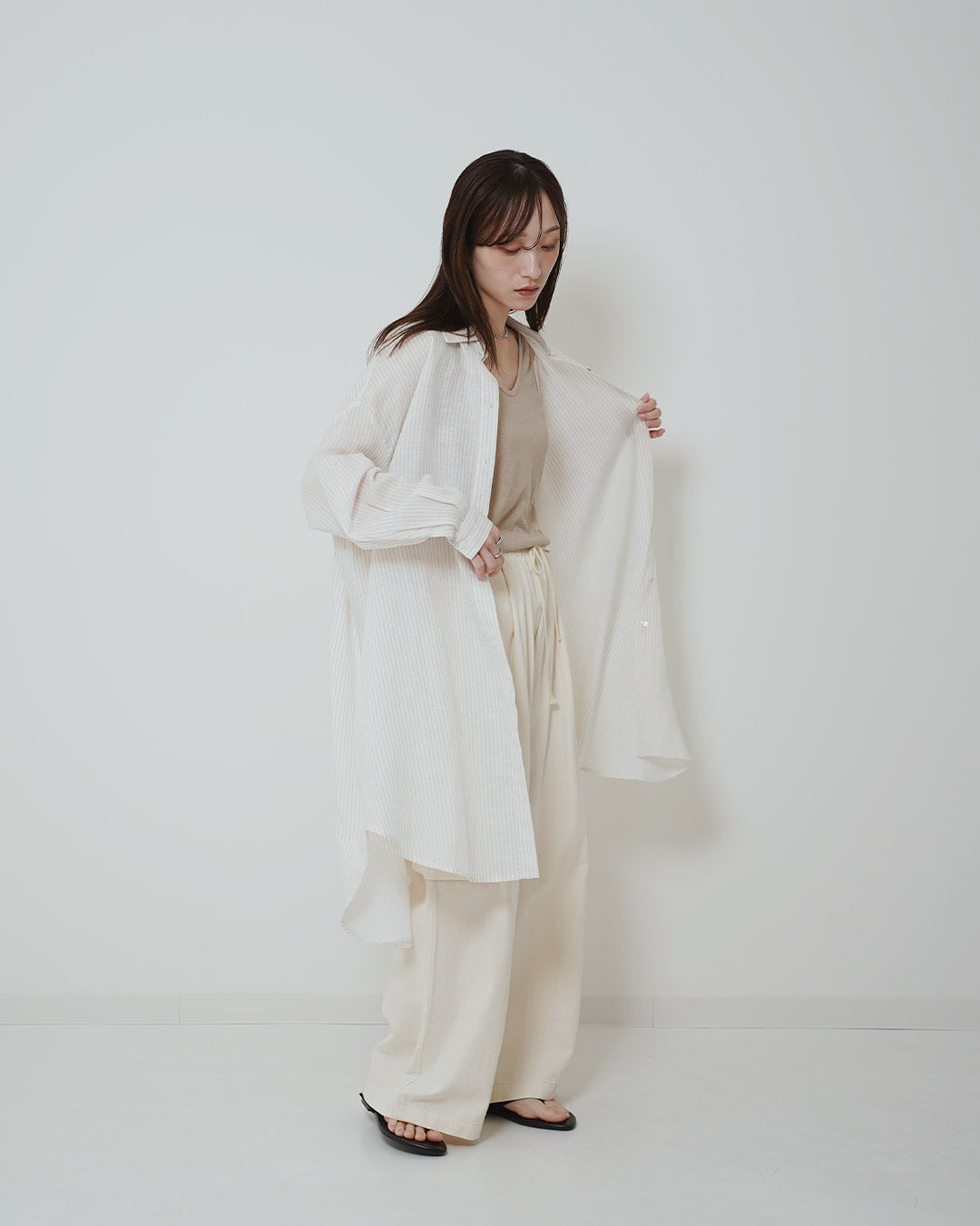 イージーケアストライプロングシャツ