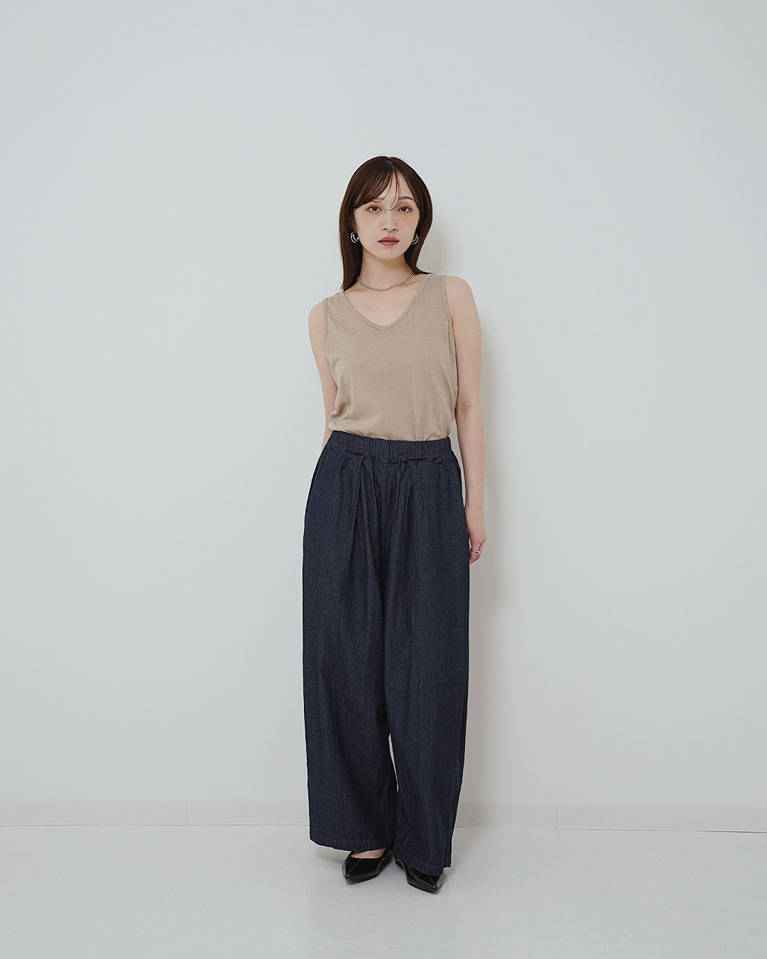 シンプルコットン無地タンクトップ
