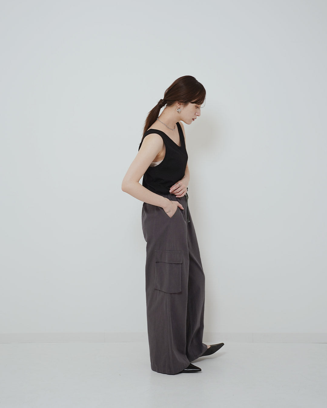 シンプルコットン無地タンクトップ