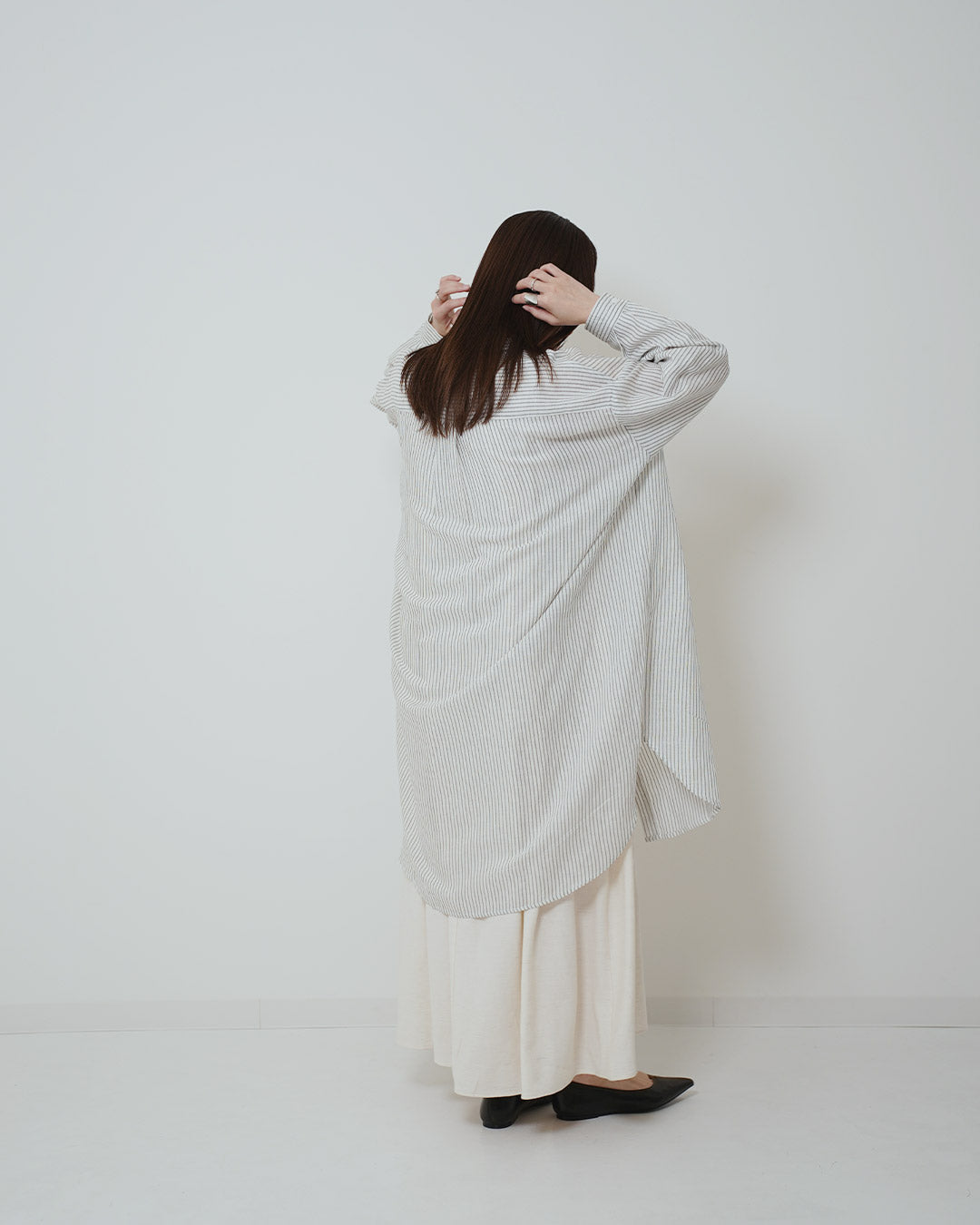 イージーケアストライプロングシャツ