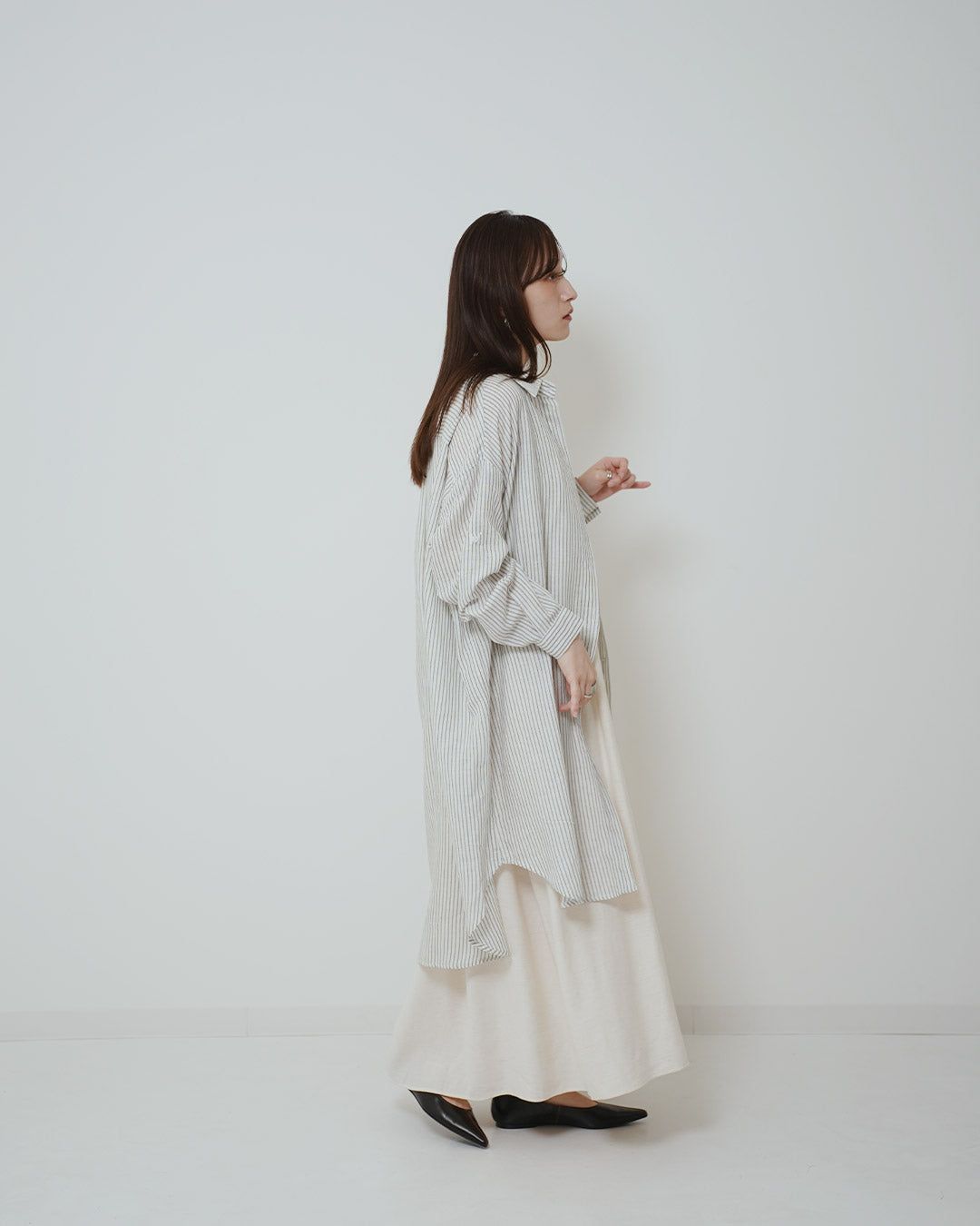 イージーケアストライプロングシャツ