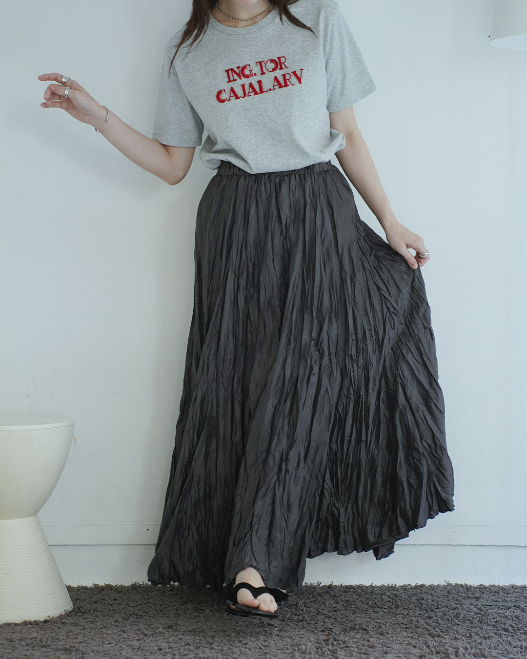 クリンクルマキシAラインスカート