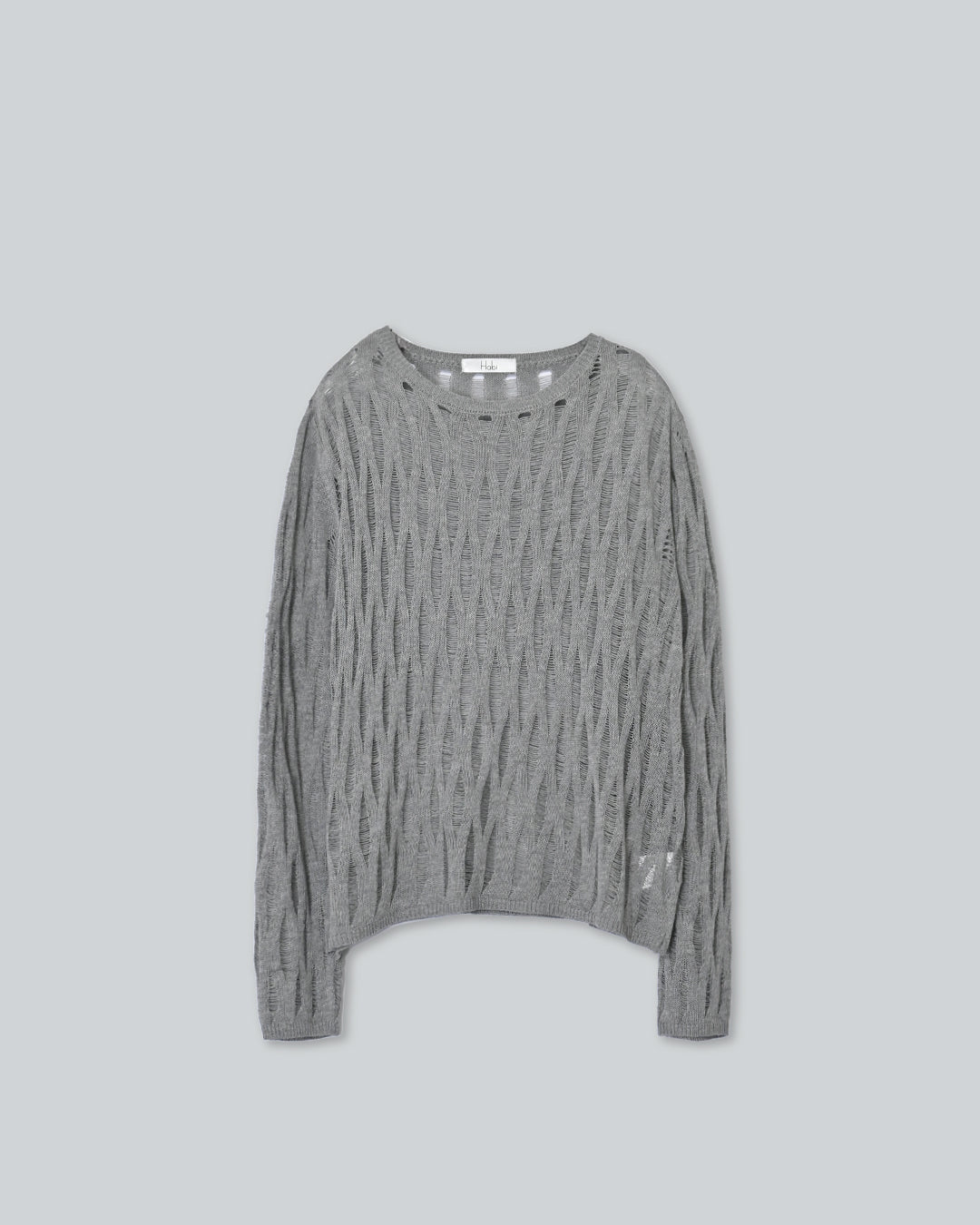 メッシュ編みクールネックニット