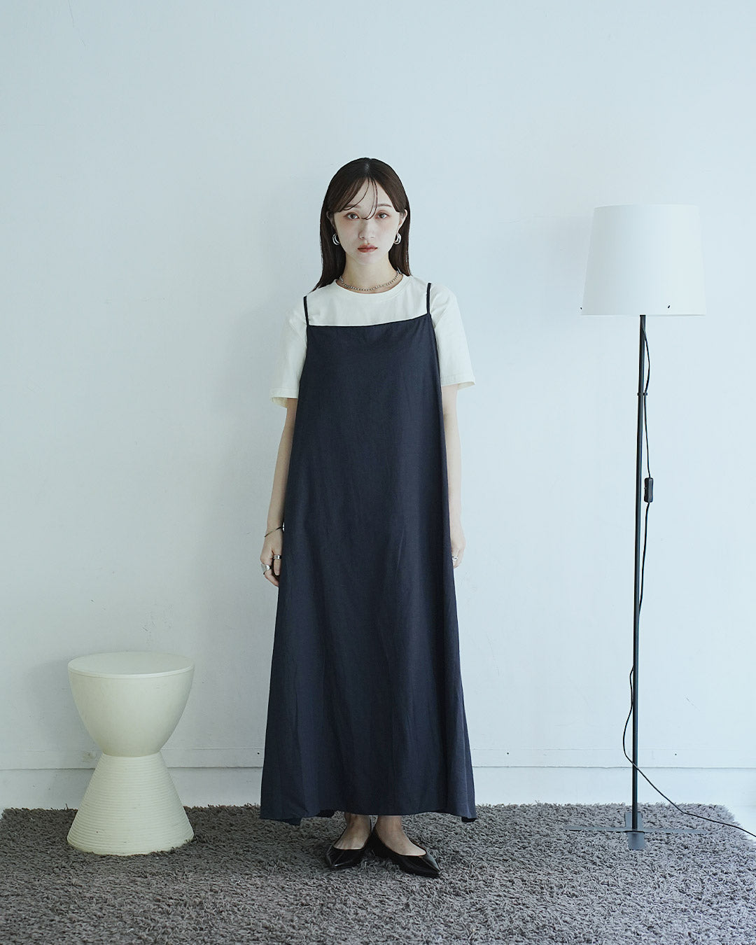 ロングフレアキャミワンピース