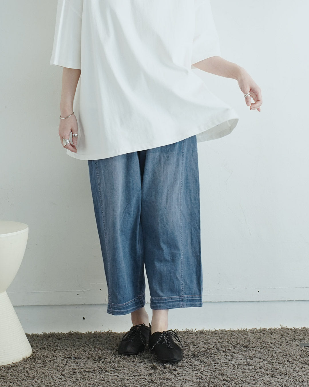 疲れないウエストゴムデニムパンツ