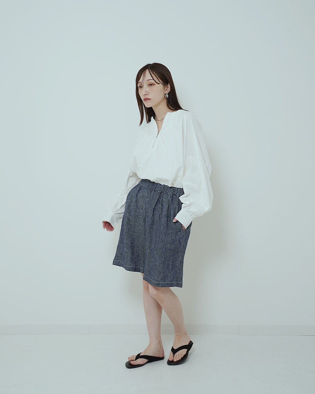 デニムライクハーフパンツ