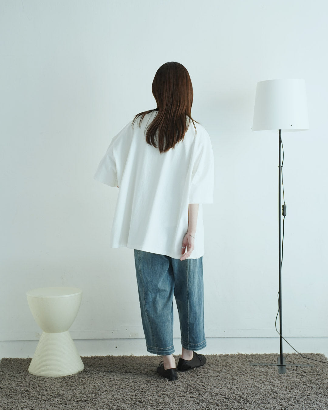 クールネックコットンプルオーバー