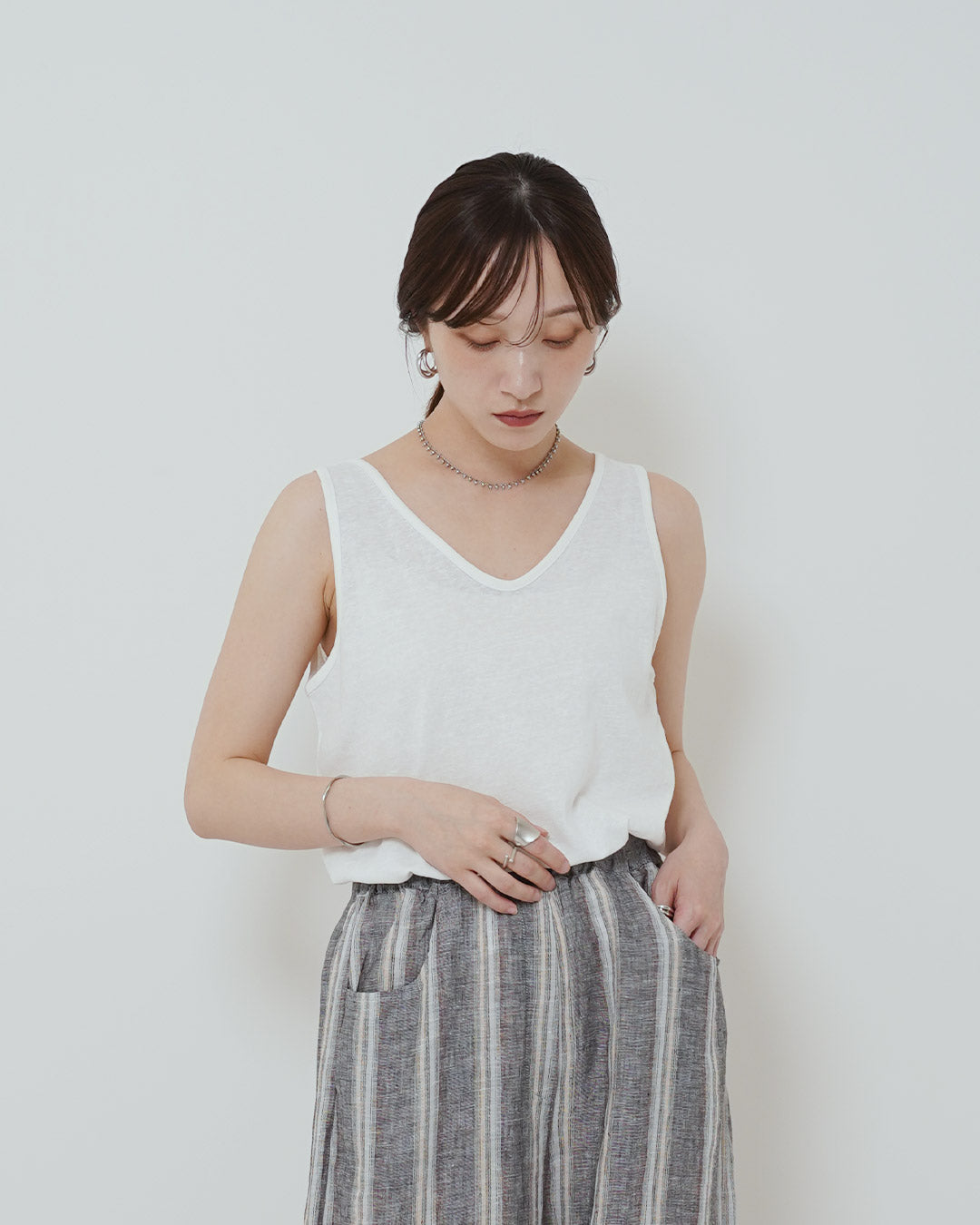シンプルコットン無地タンクトップ