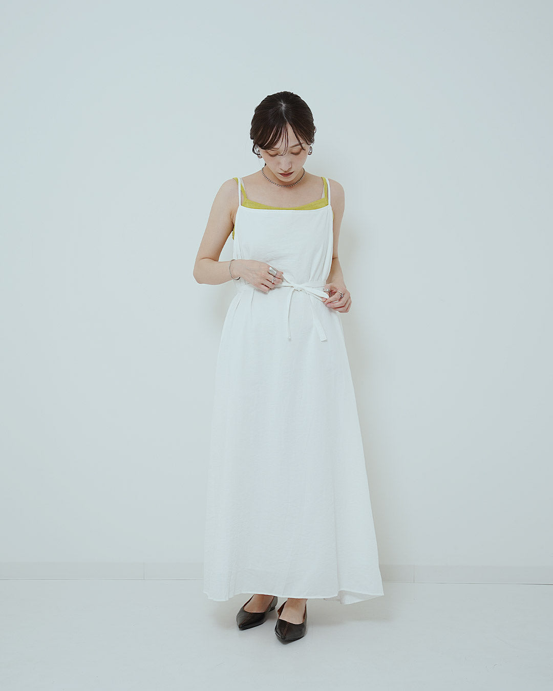 ロングフレアキャミワンピース