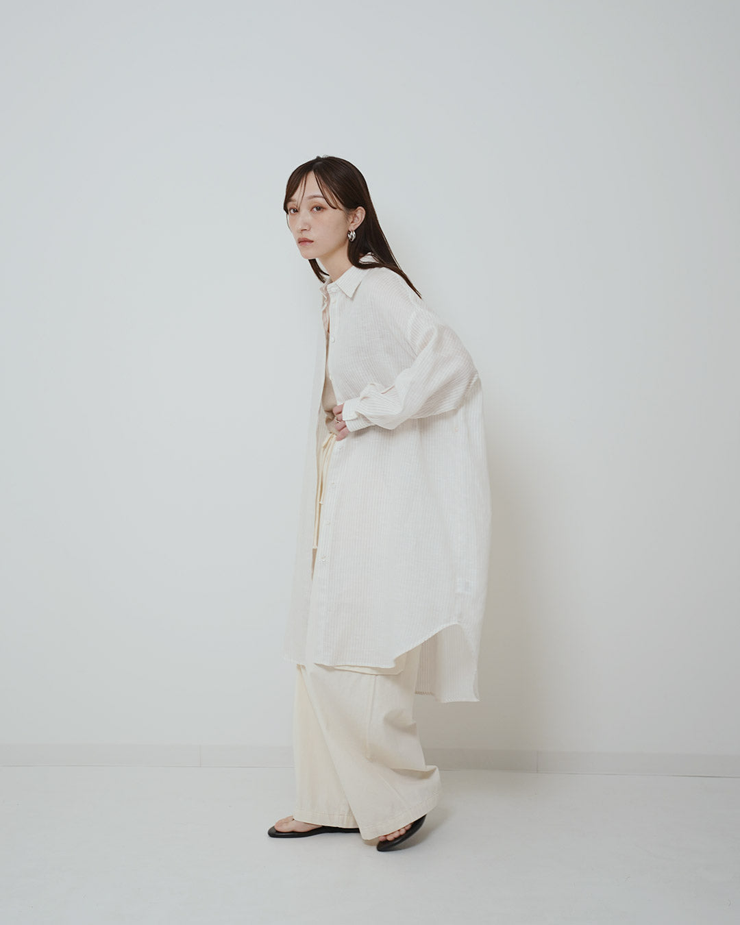 イージーケアストライプロングシャツ