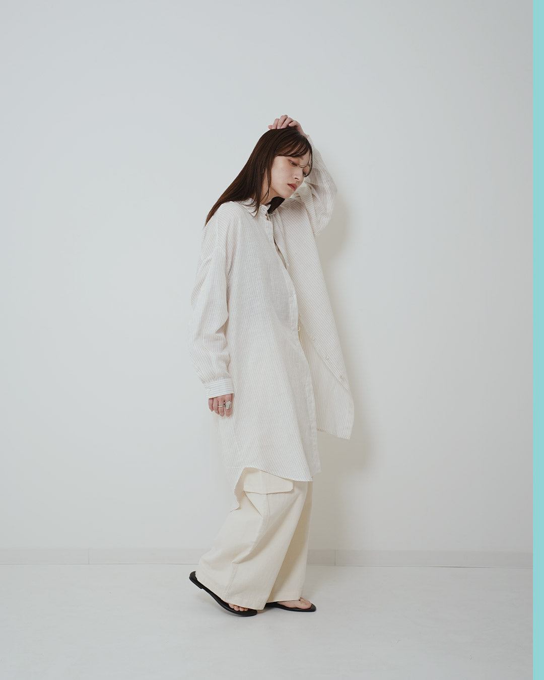 イージーケアストライプロングシャツ