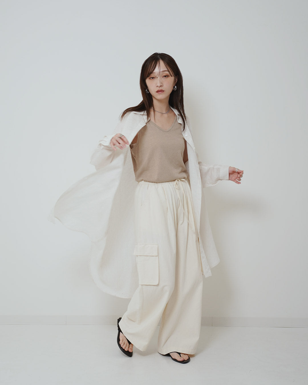イージーケアストライプロングシャツ
