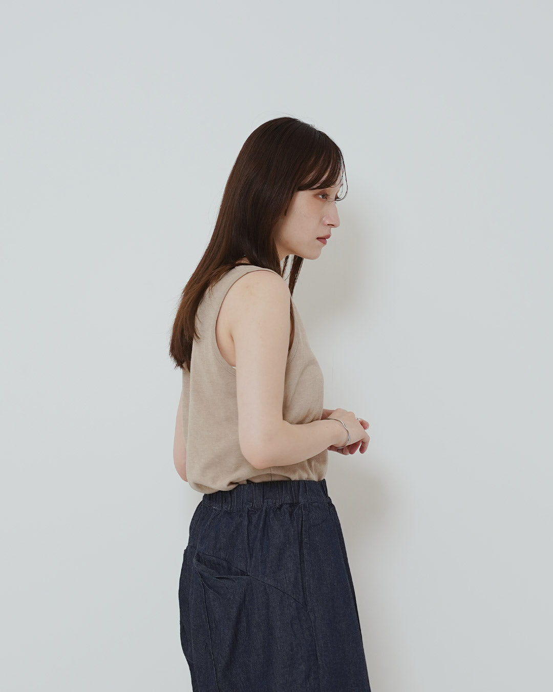 シンプルコットン無地タンクトップ