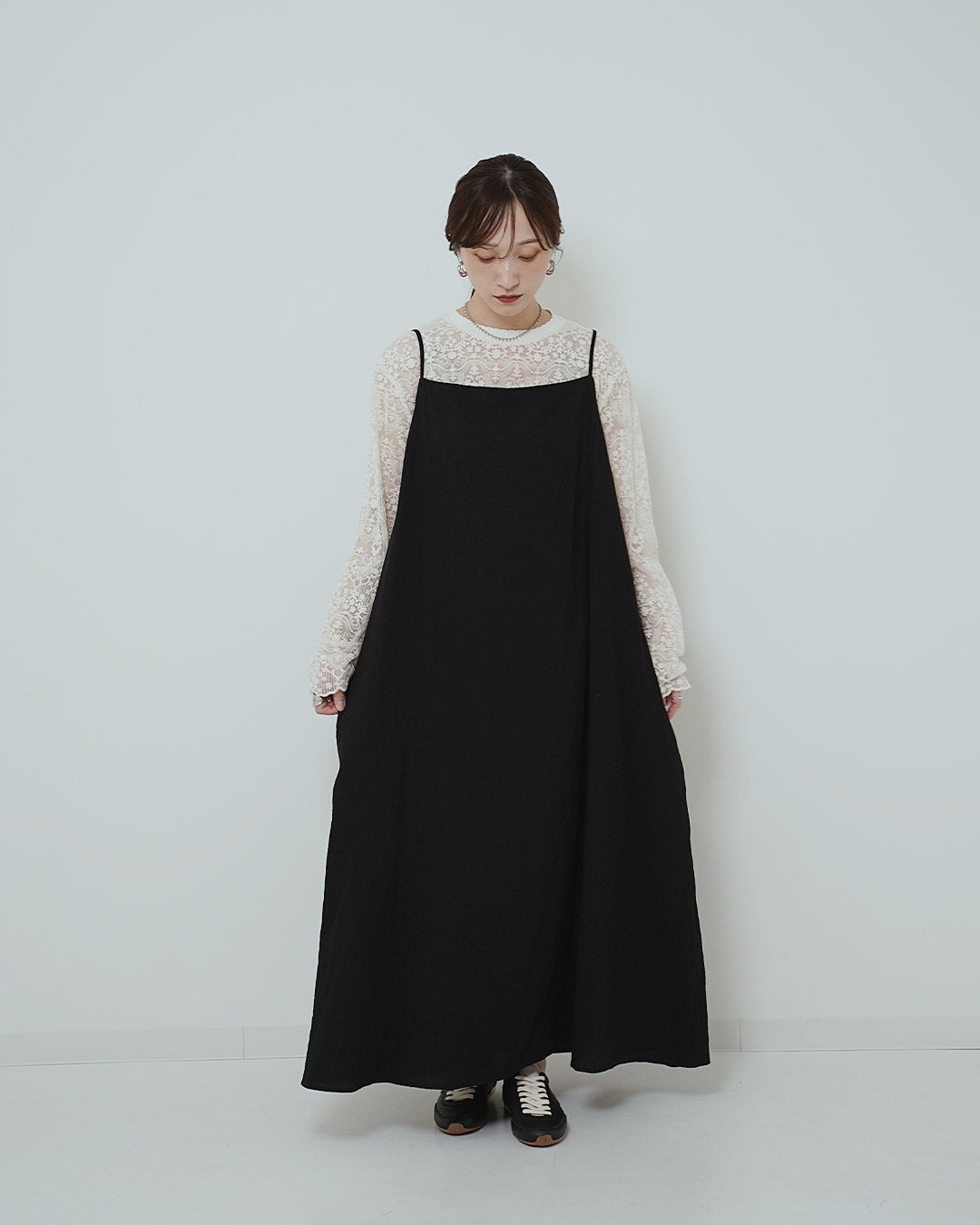 ロングフレアキャミワンピース