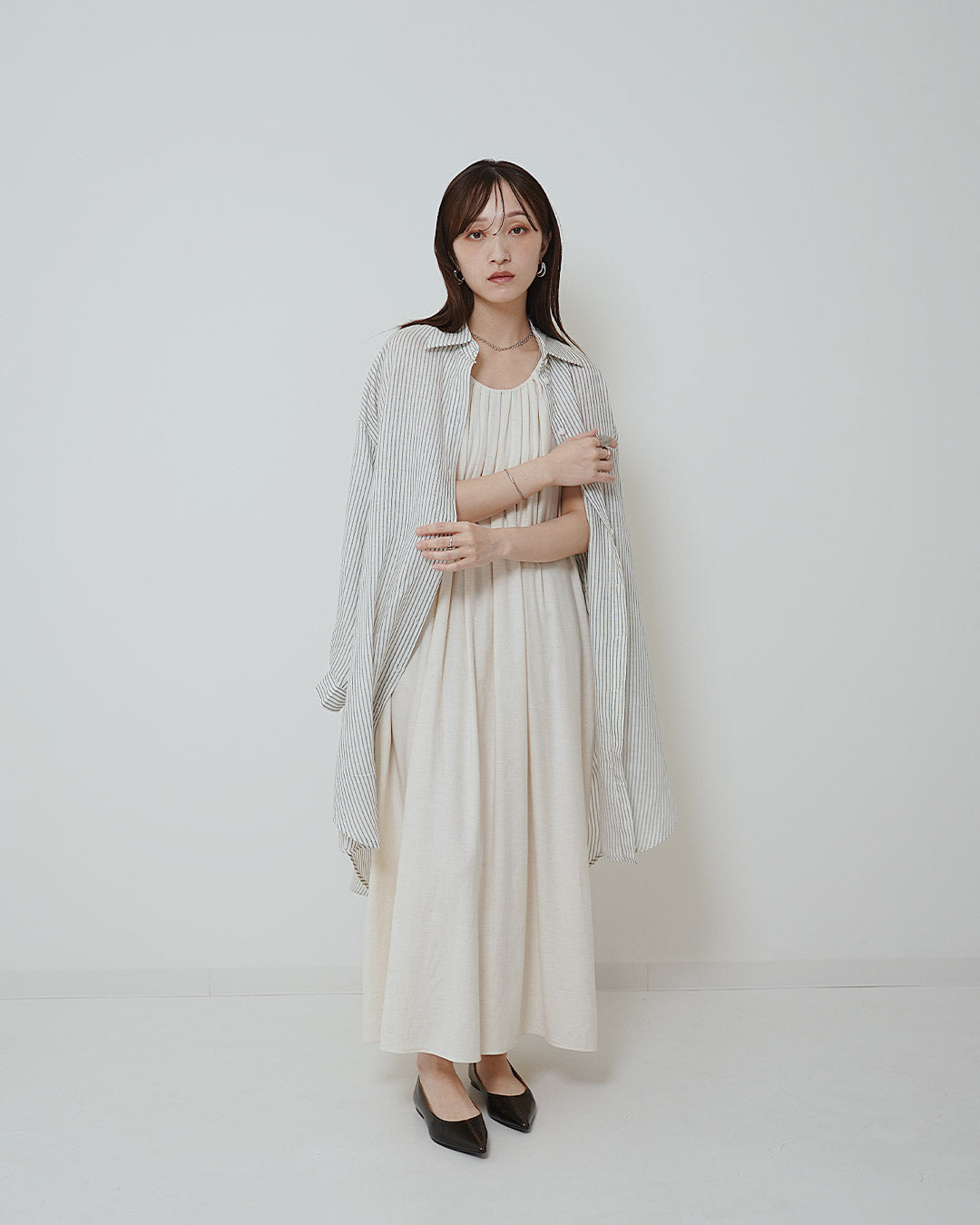 イージーケアストライプロングシャツ