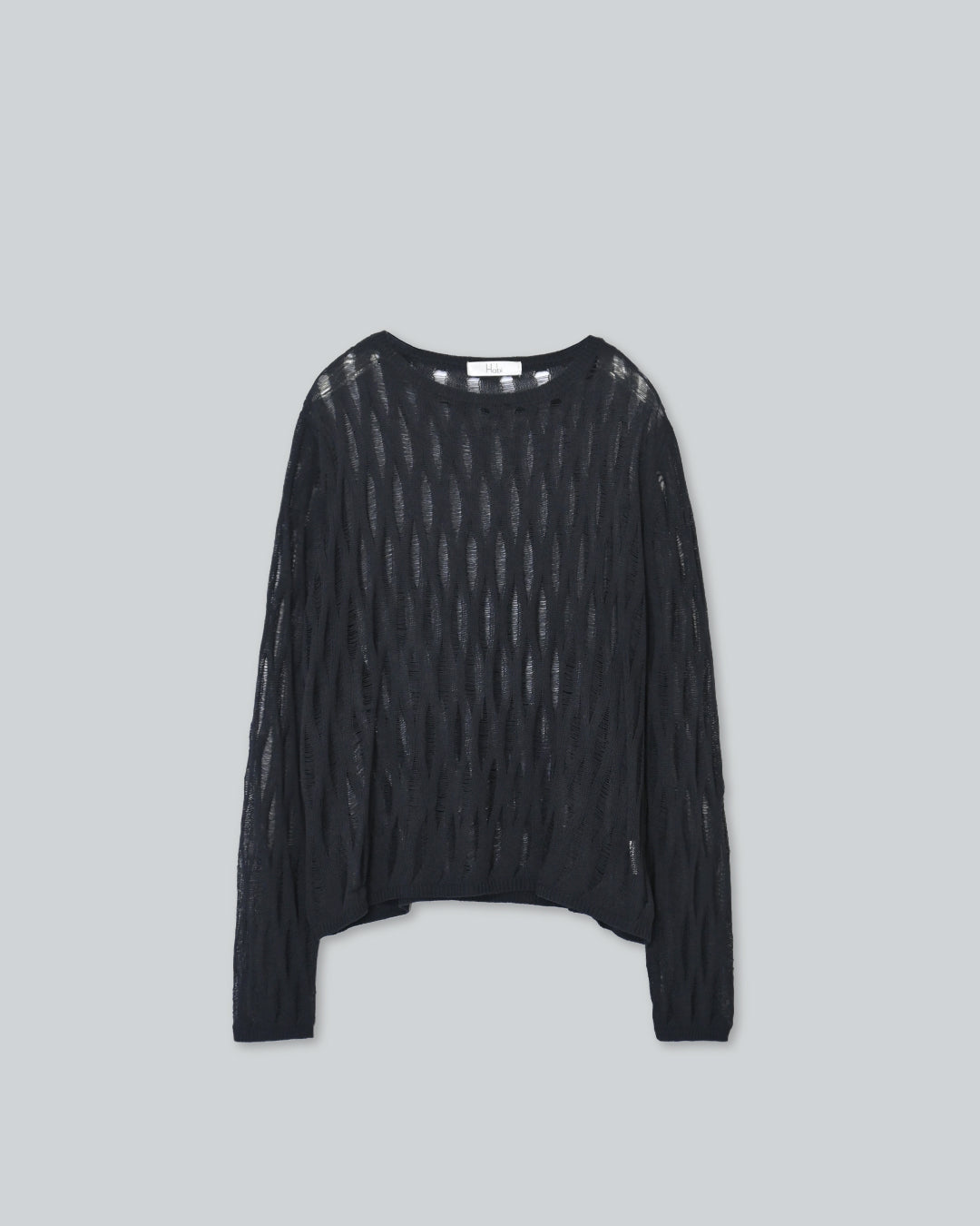 メッシュ編みクールネックニット