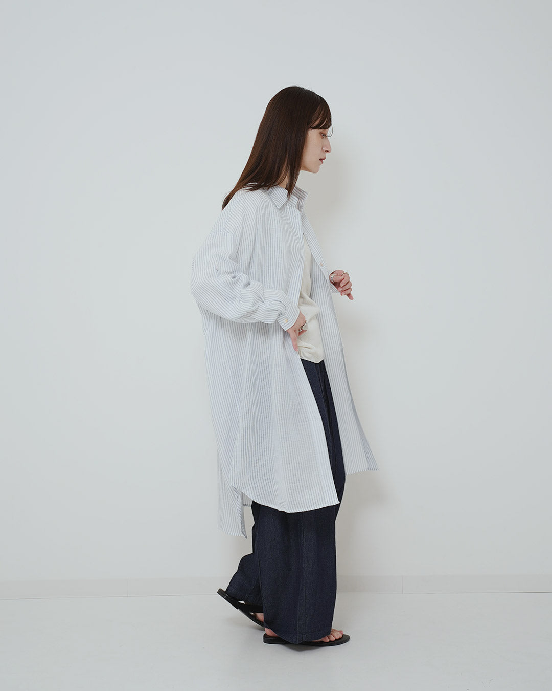 イージーケアストライプロングシャツ