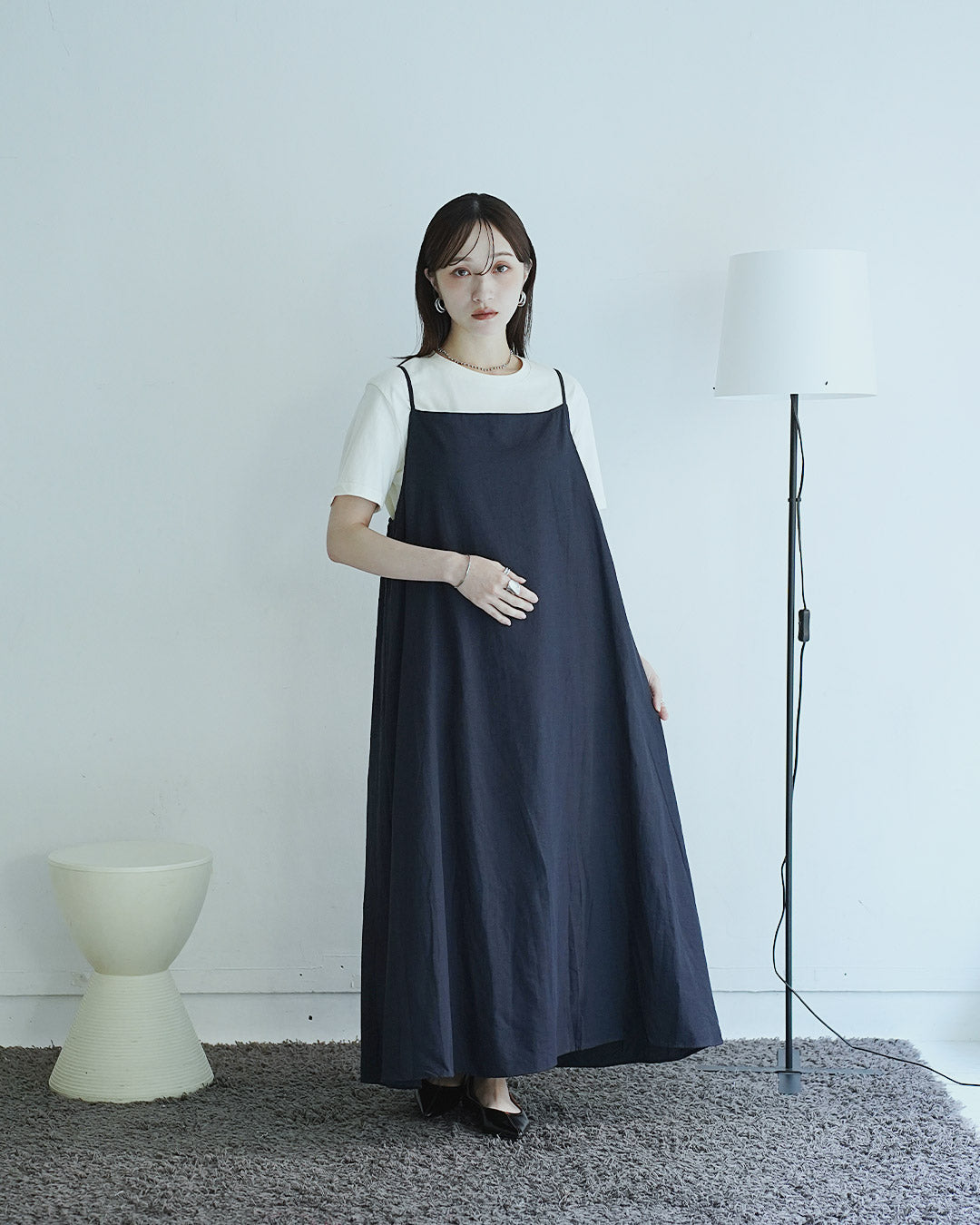 ロングフレアキャミワンピース