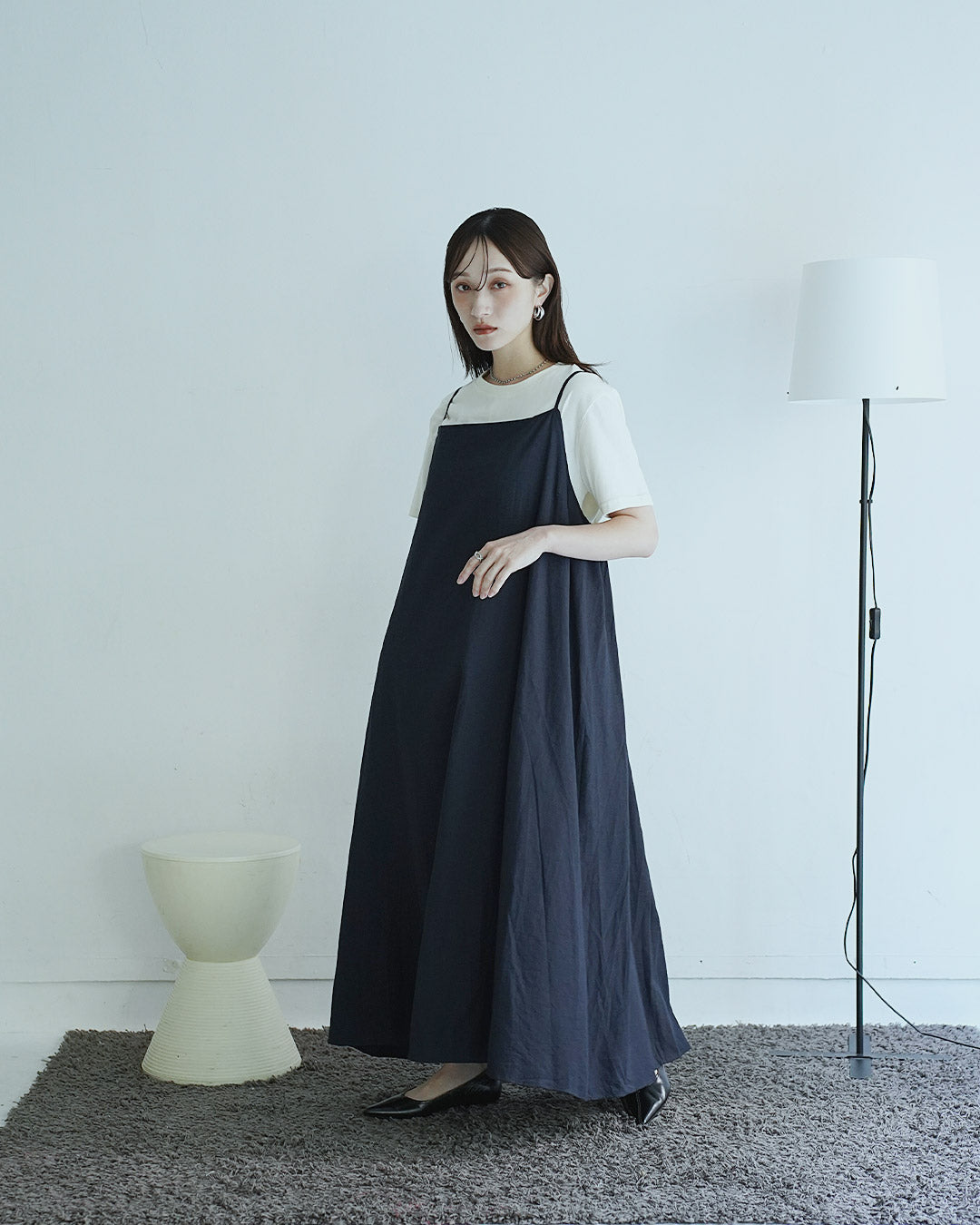 ロングフレアキャミワンピース