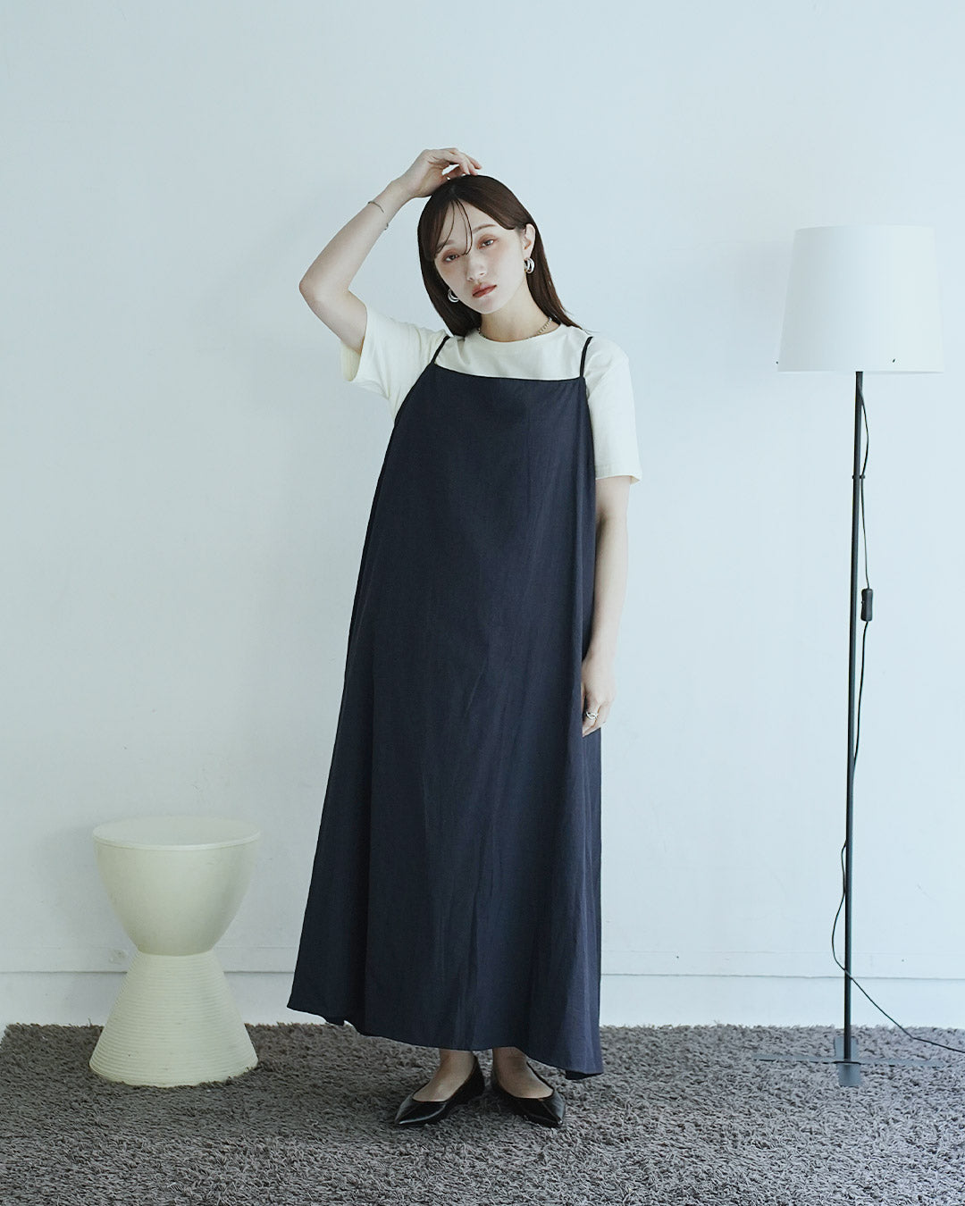 ロングフレアキャミワンピース