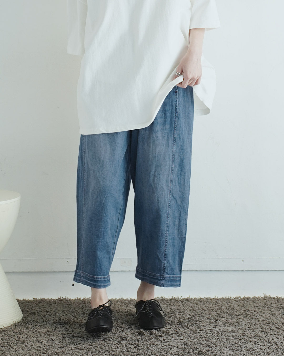 疲れないウエストゴムデニムパンツ