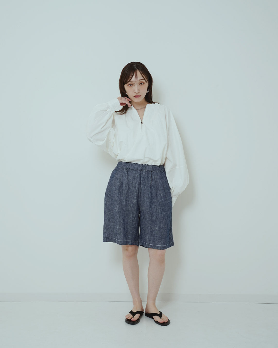 デニムライクハーフパンツ