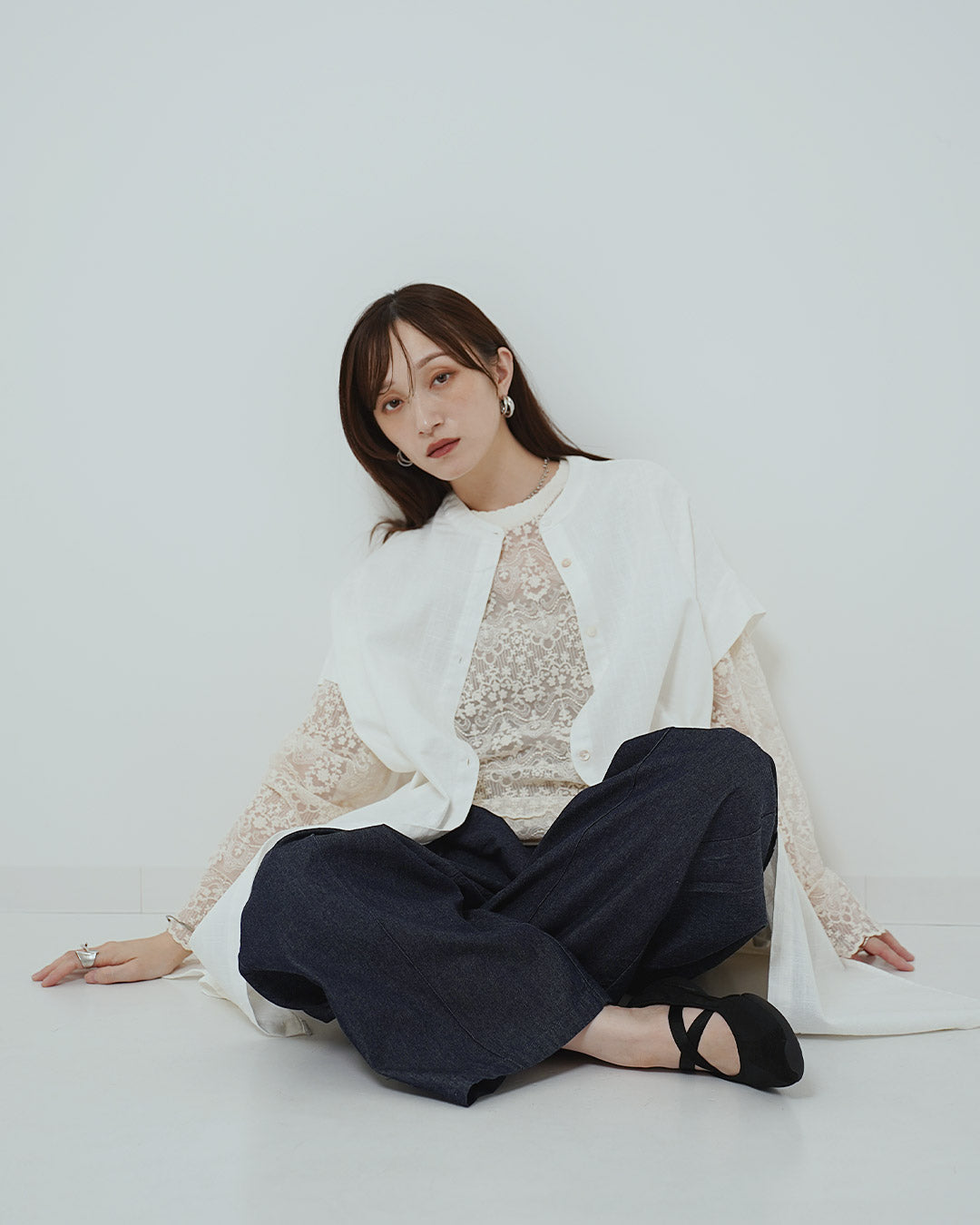 美品HoodByAirHBAスリットテーピングミリタリーロングシャツ スリットロングシャツ