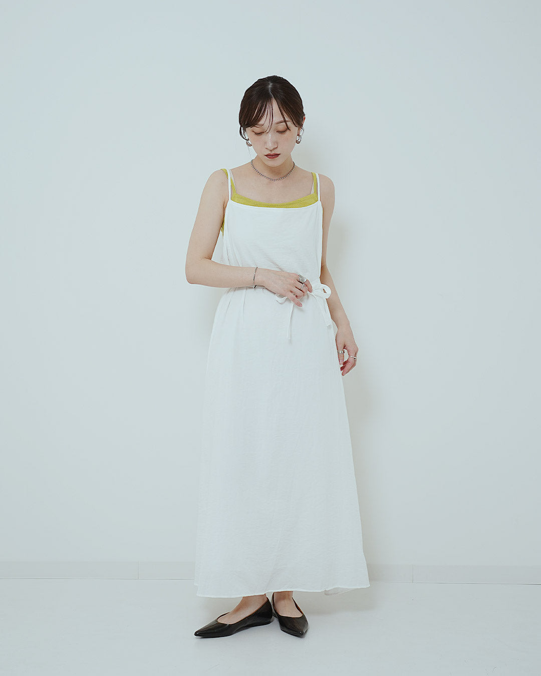 ロングフレアキャミワンピース